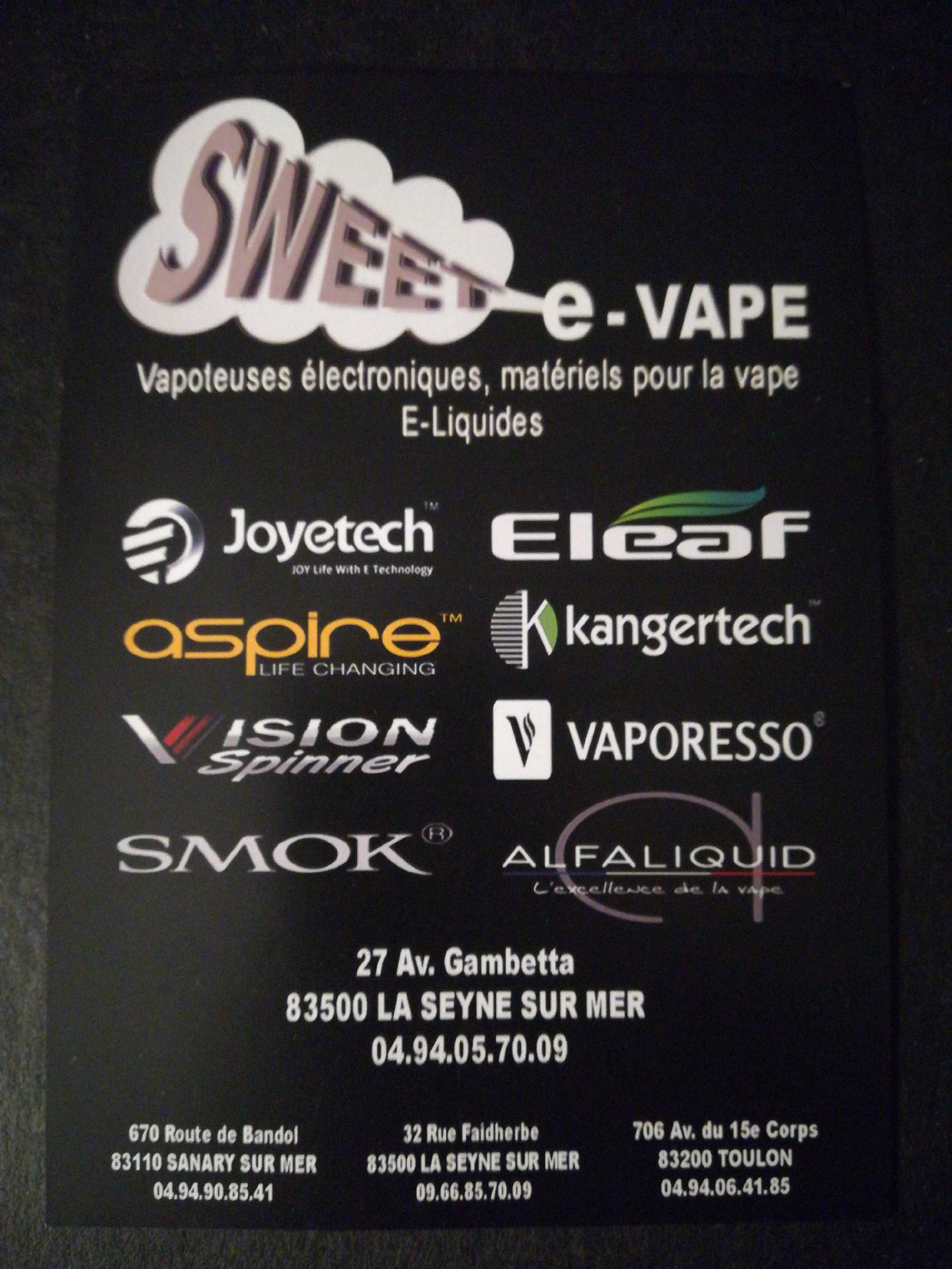 cigarette électronique La Seyne-sur-Mer sweet et vape