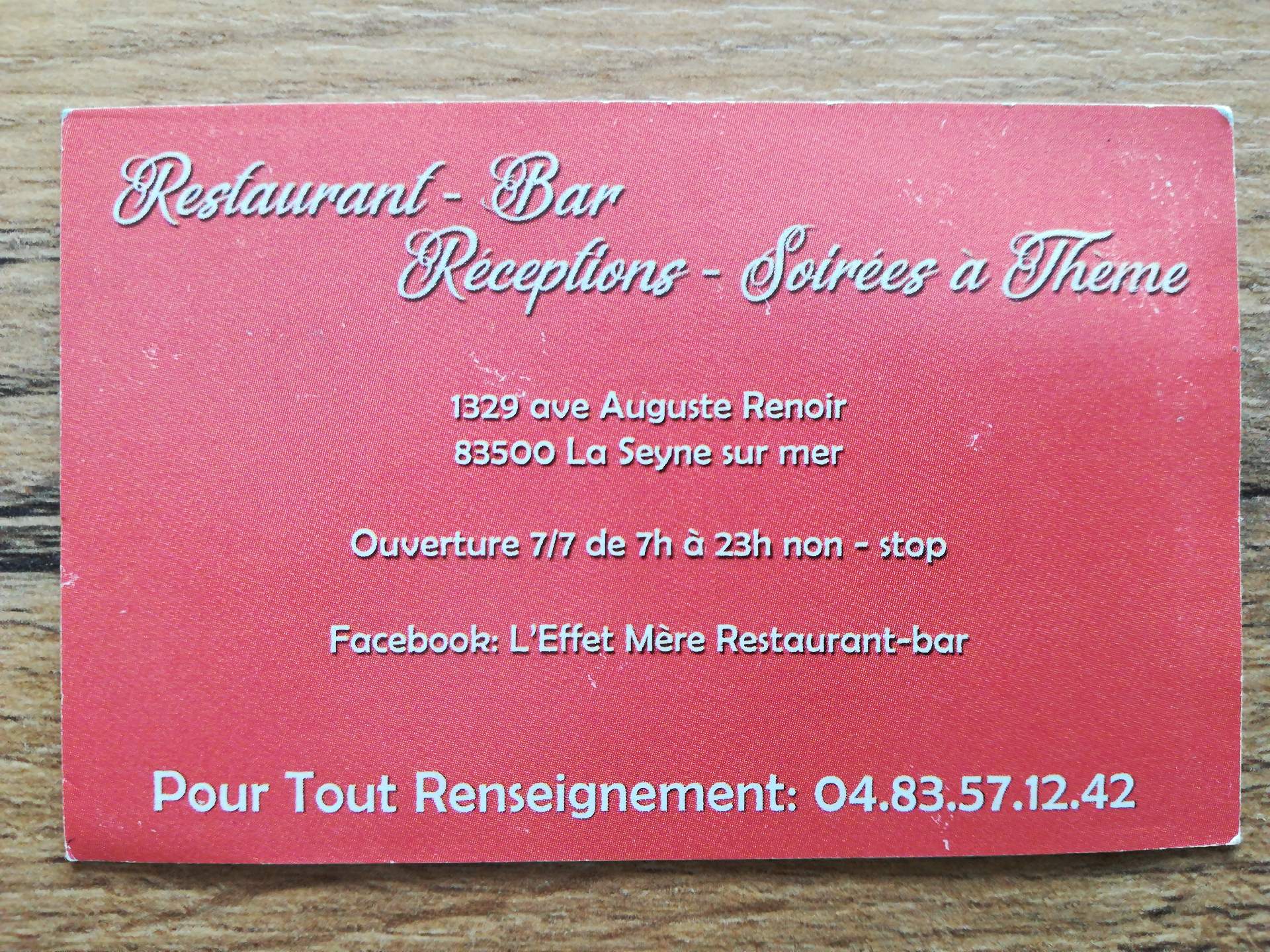 restaurant la Seyne sur Mer L'effet Mere