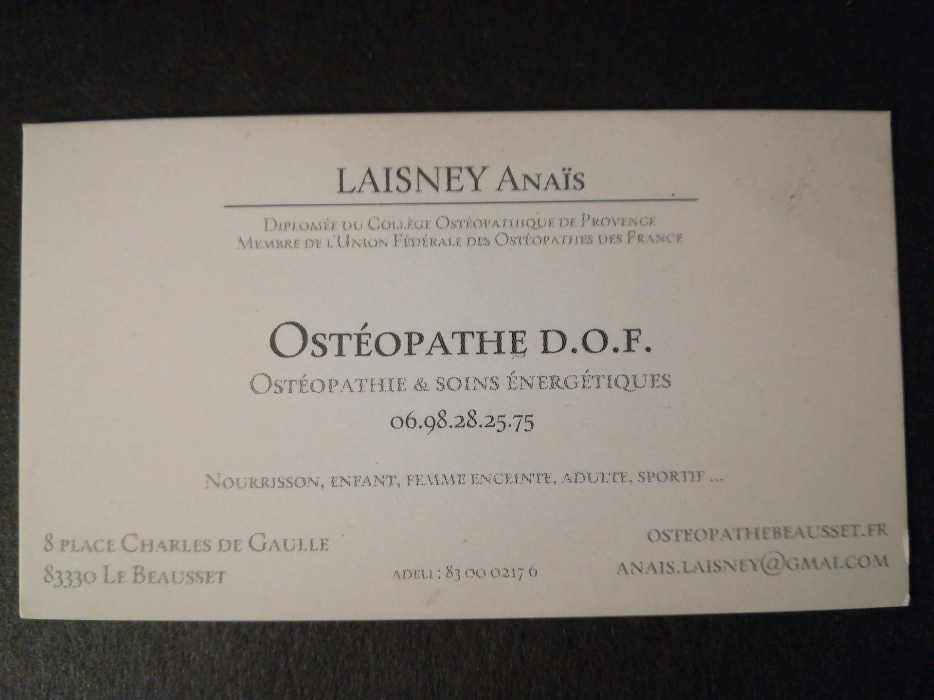 osteopath le Beausset leseney Anaïs
