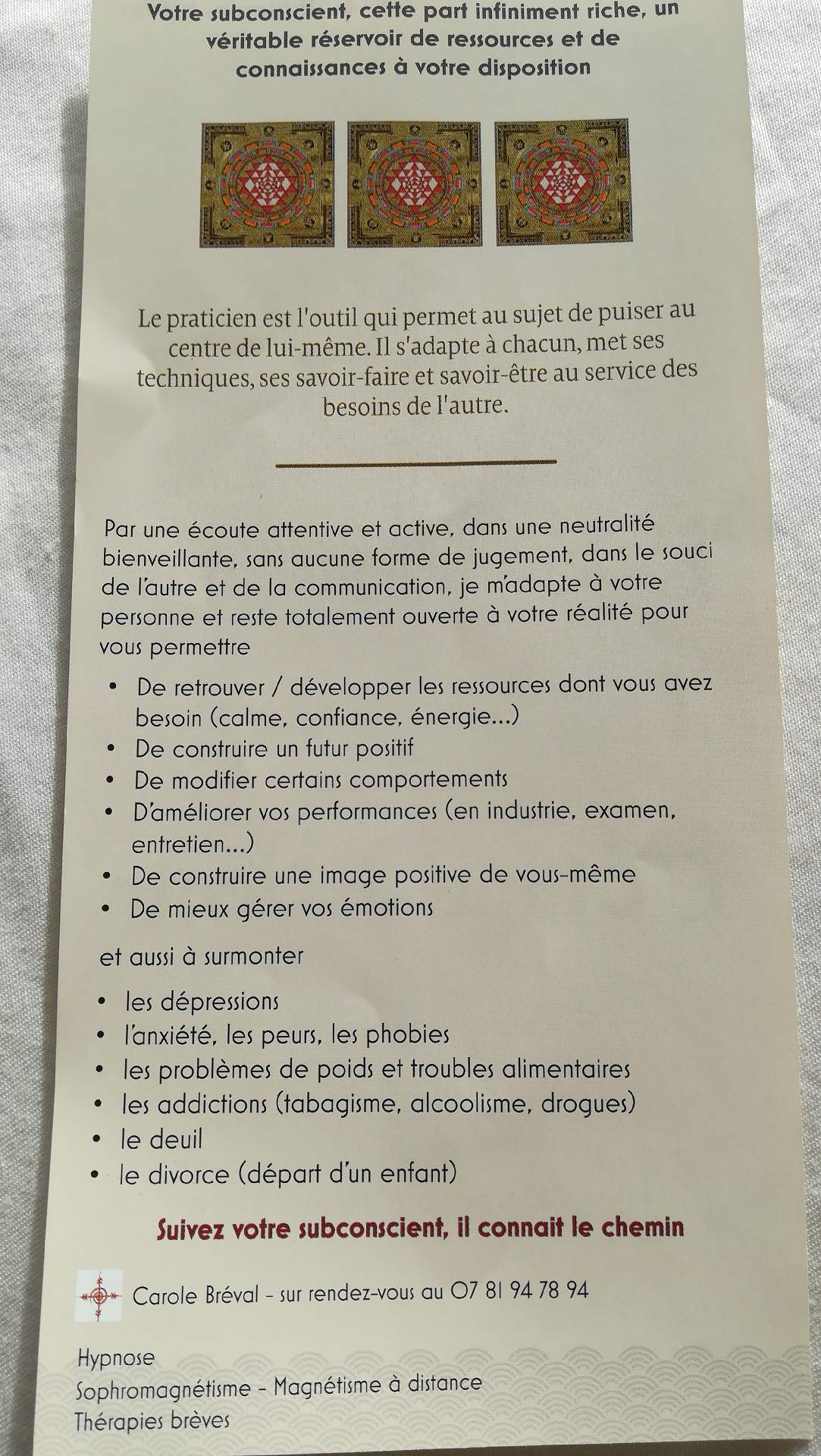 Hypnose Ericksonienne Toulon BREVAL Carole