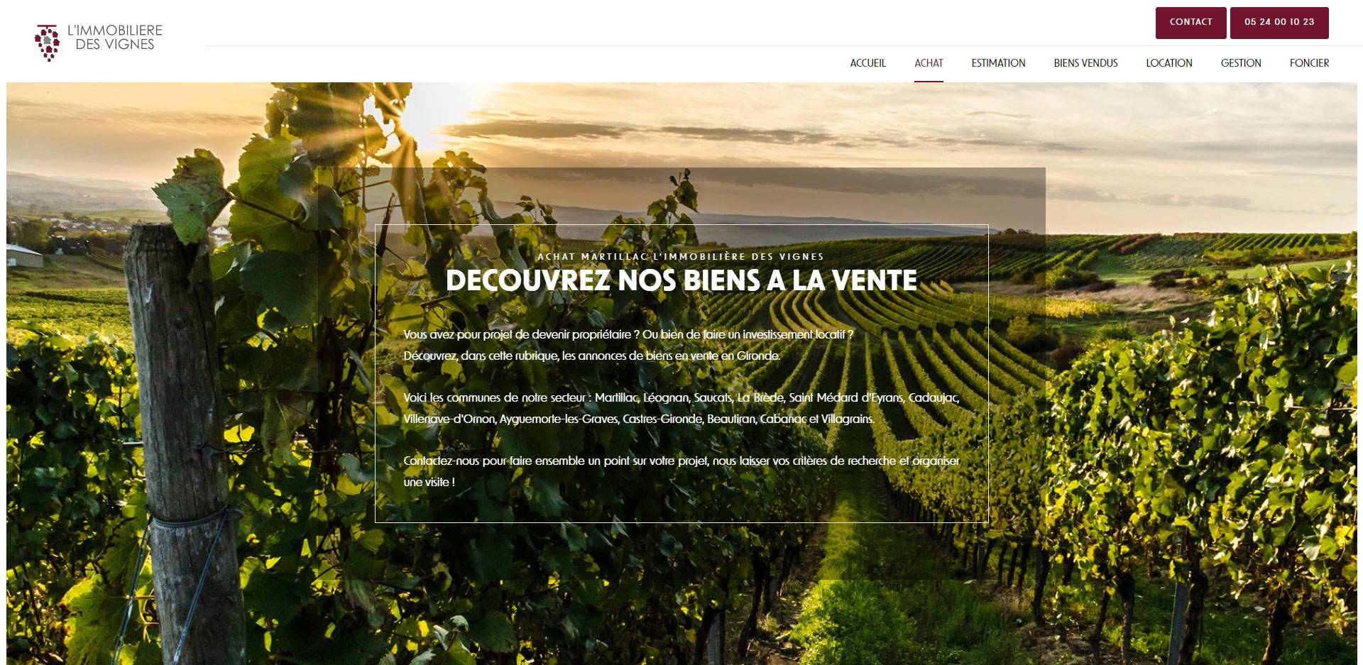 Trouver une agence immobilière pour acheter louer ou estimer son bien à Martillac - Immobilière des Vignes