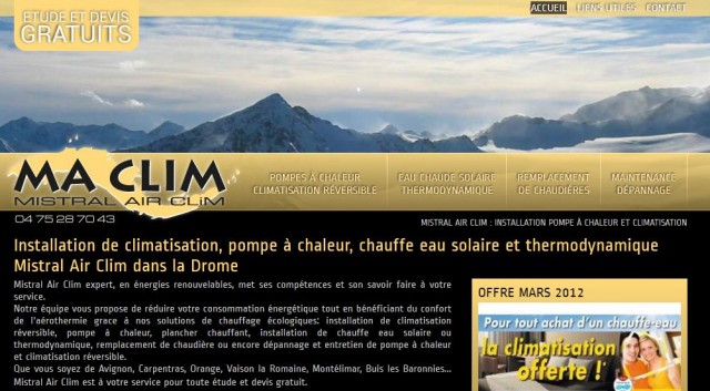 Vente et pose de pompe à chaleur et climatiseurs : Ma Clim, Mistral Air Clim 26