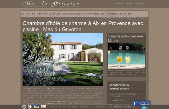 Chambres d'hôtes de charme à Aix en Provence - Le Mas du Grivoton