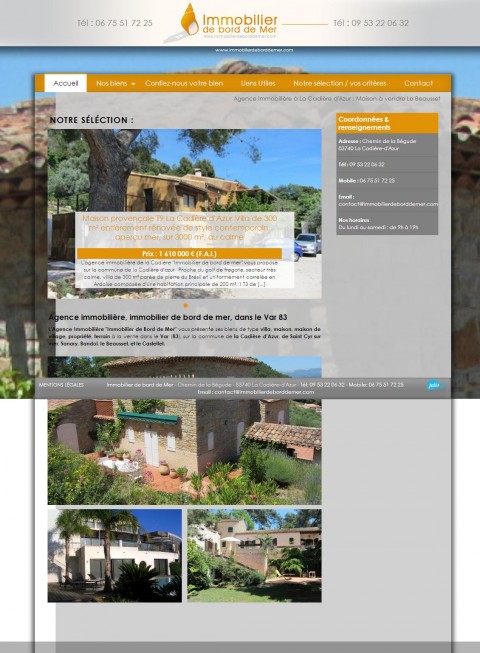 Immobilier de bord de Mer, agence immobilière de la Cadière d'azur
