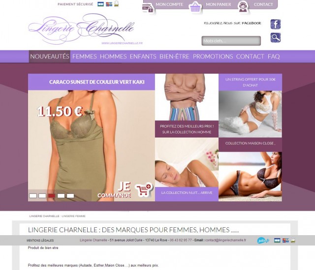 Acheter de la lingerie en ligne avec Lingerie Charnelle