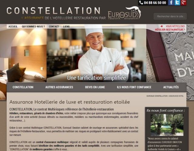Assurance hotelière, contrat multi-risques Constellation par Eurosud Swaton