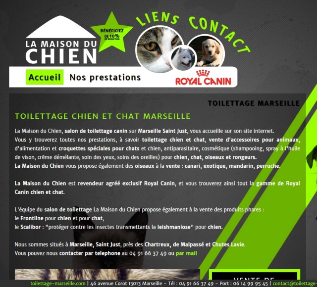 Salon de toilettage Marseille - Vente d'oiseaux et accessoires pour animaux de compagnie - La Maison du chien