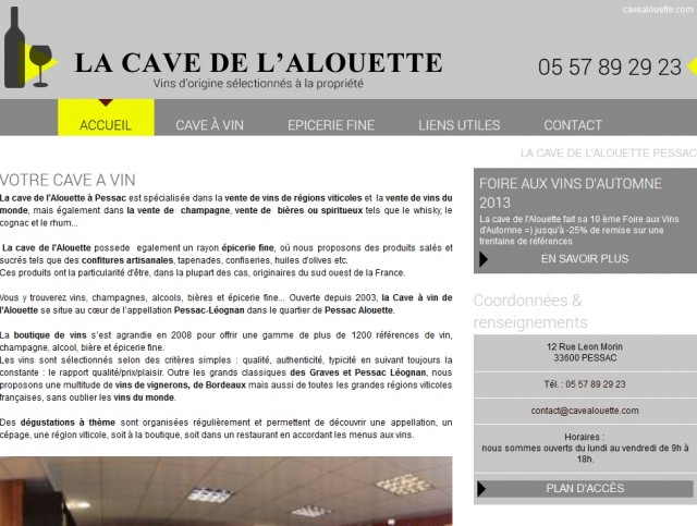 Cave à vin de dégustation et vente de vin en bouteille - La Cave de l'Alouette Pessac