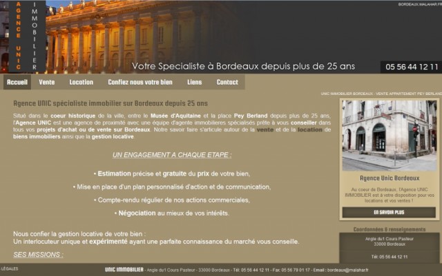 Achat, vente et locations sur Bordeaux centre. L'agence UNIC vous présente ses biens en centre ville.