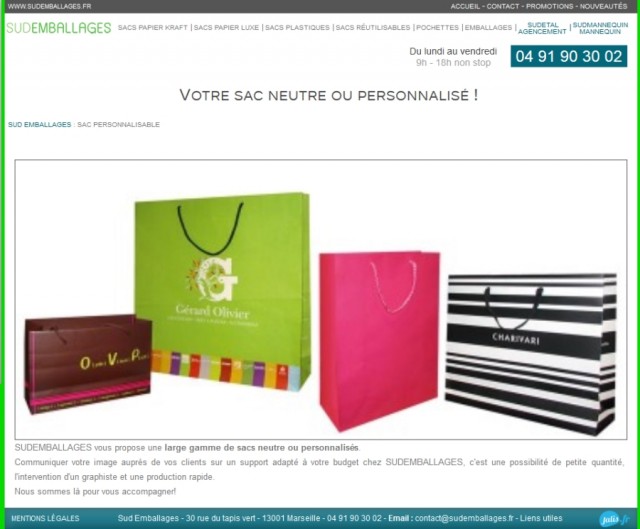 Vente en ligne de sacs de courtoisie et pochette imprimées - Sud Emballages Marseille