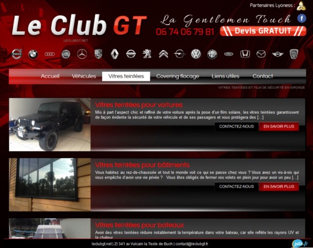 Le club GT sur le Bassin d'Arcachon - Vente véhicule d'occasion et pose de vitres teintées.