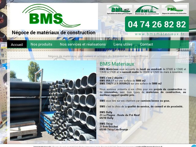Vente de matériaux pour chantier BTP près de Roanne - BMS Matériaux