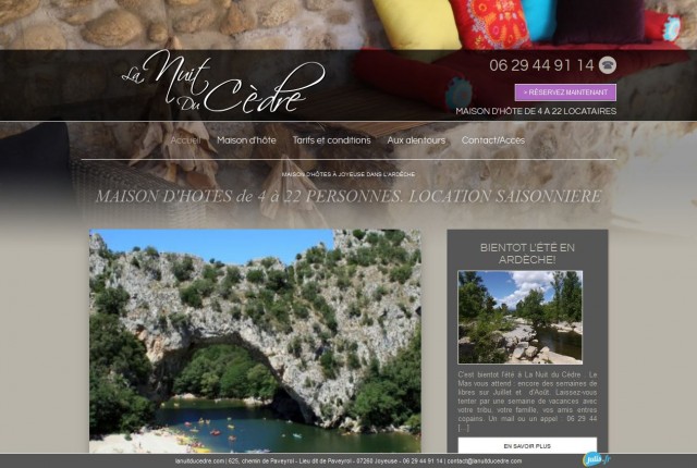 Louer un hébergement vers les gorges de l'Ardèche - La Nuit du Cèdre