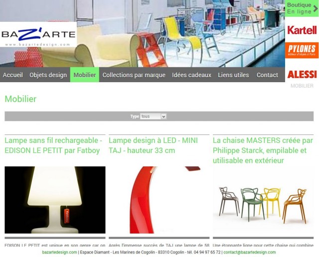 Idées déco, mobilier et luminaires design avec Baz'Arte Boutique