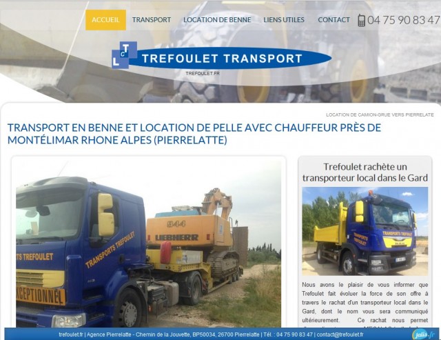 Transports exceptionnels et location de bennes avec chauffeur sur Pierrelatte - Tréfoulet