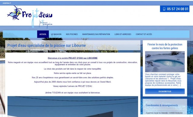 Constructeur de piscine et vente de produits d'entretien vers Bordeaux - Projet d'Eau
