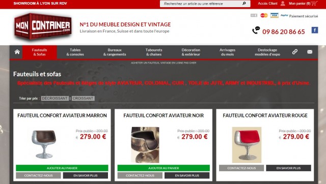 Boutique en ligne de mobilier design - Moncontainer.com