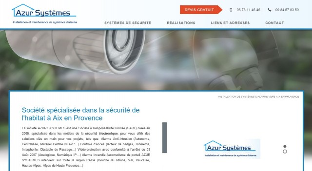 Installateur d'alarmes sur Aix en Provence - Azur Systèmes Paca