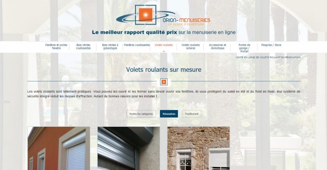 Vente en ligne de volets roulants sur mesure - Orion Menuiseries