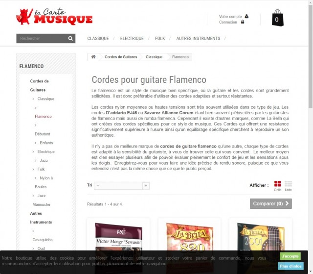 Boutique en ligne pour instruments de musique à cordes