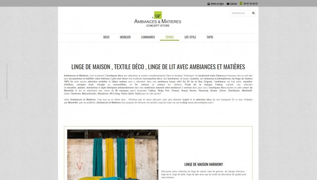 Magasin de linge de maison haut de gamme à Marseille - Ambiances et Matières