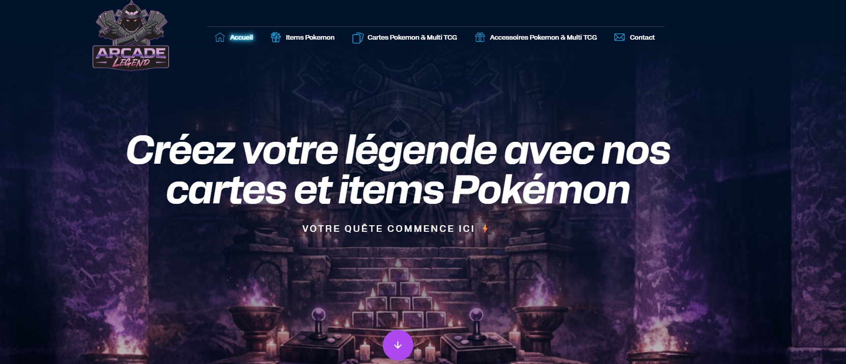 Création de site internet pour un expert en jeux de cartes à collectionner à Vaulx-en-Velin - Arcade Legend