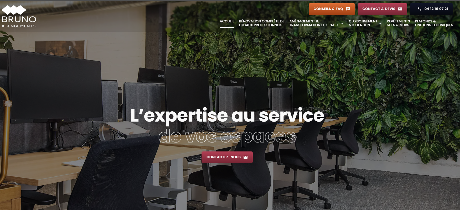 Création de site internet pour un spécialiste du second œuvre et cloisonnement à Aubagne - Bruno Agencements