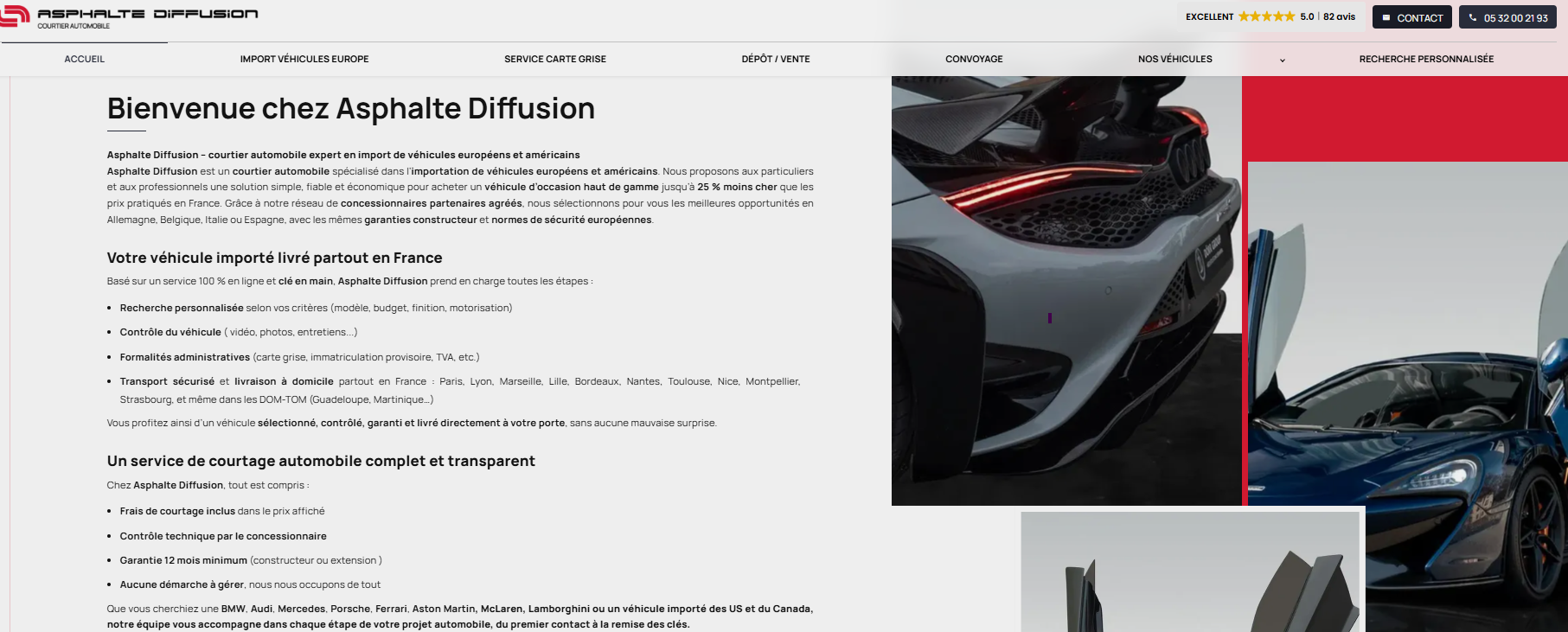 Asphalte Diffusion : Spécialiste import voiture Europe