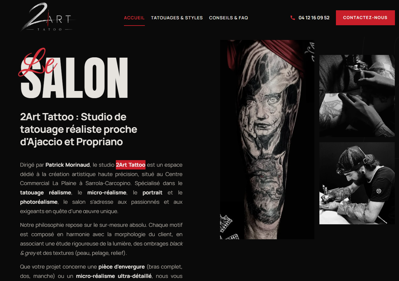2Art Tattoo : Studio de tatouage réaliste proche d'Ajaccio et Propriano