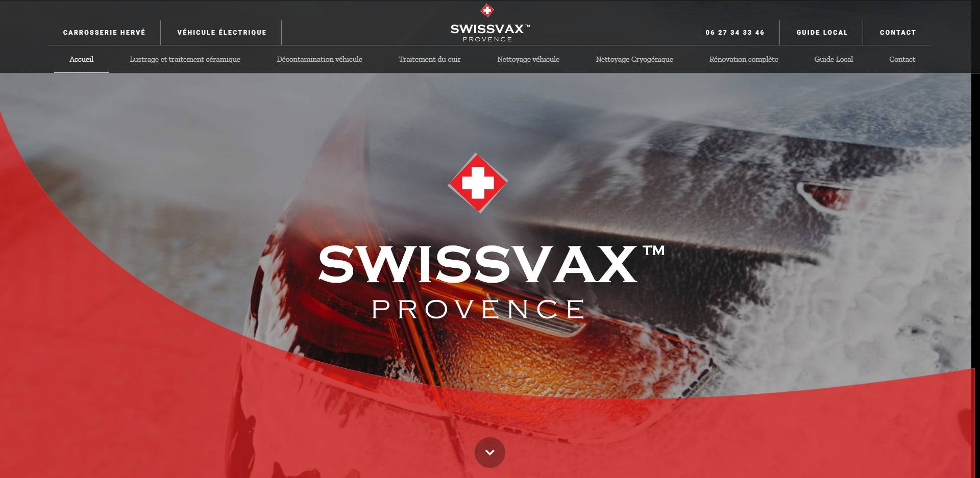 Création d'un site internet pour Swissvax Provence : Carrosserie pour traitement céramique voiture toute marque à Allauch près de Marseille