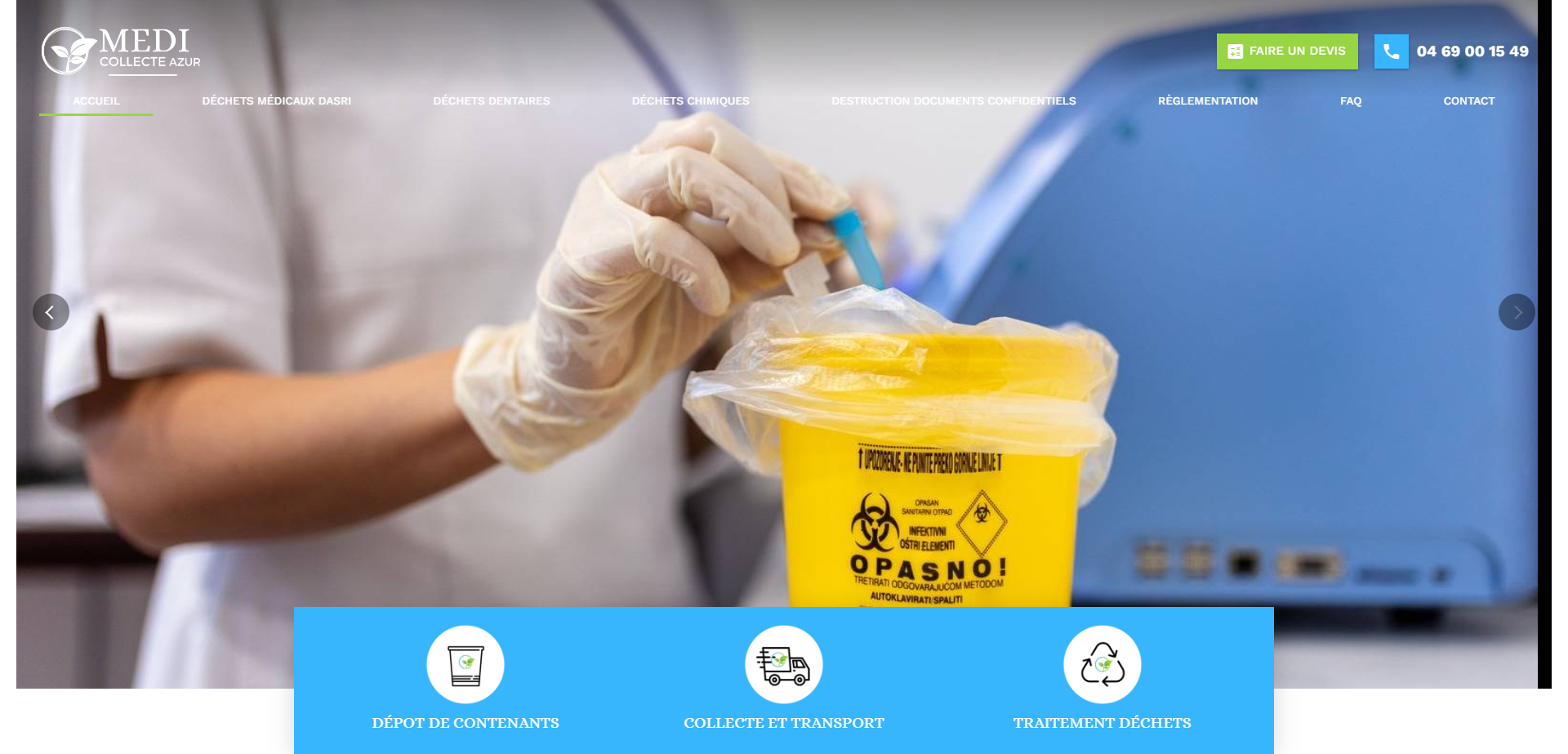 Entreprise de collecte de déchets médicaux et chimiques à Nice (06) - Medi Collecte Azur 