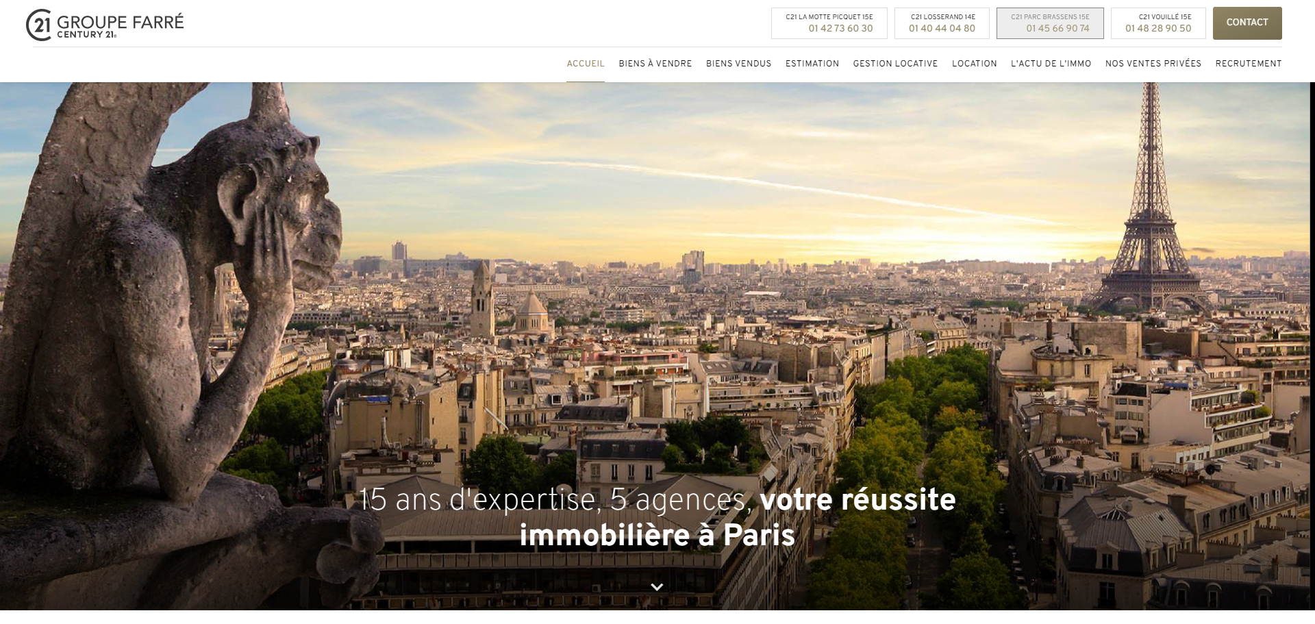 Agence immobilière pour acheter un appartement avec terrasse à Paris 15e - Century 21 FARRÉ