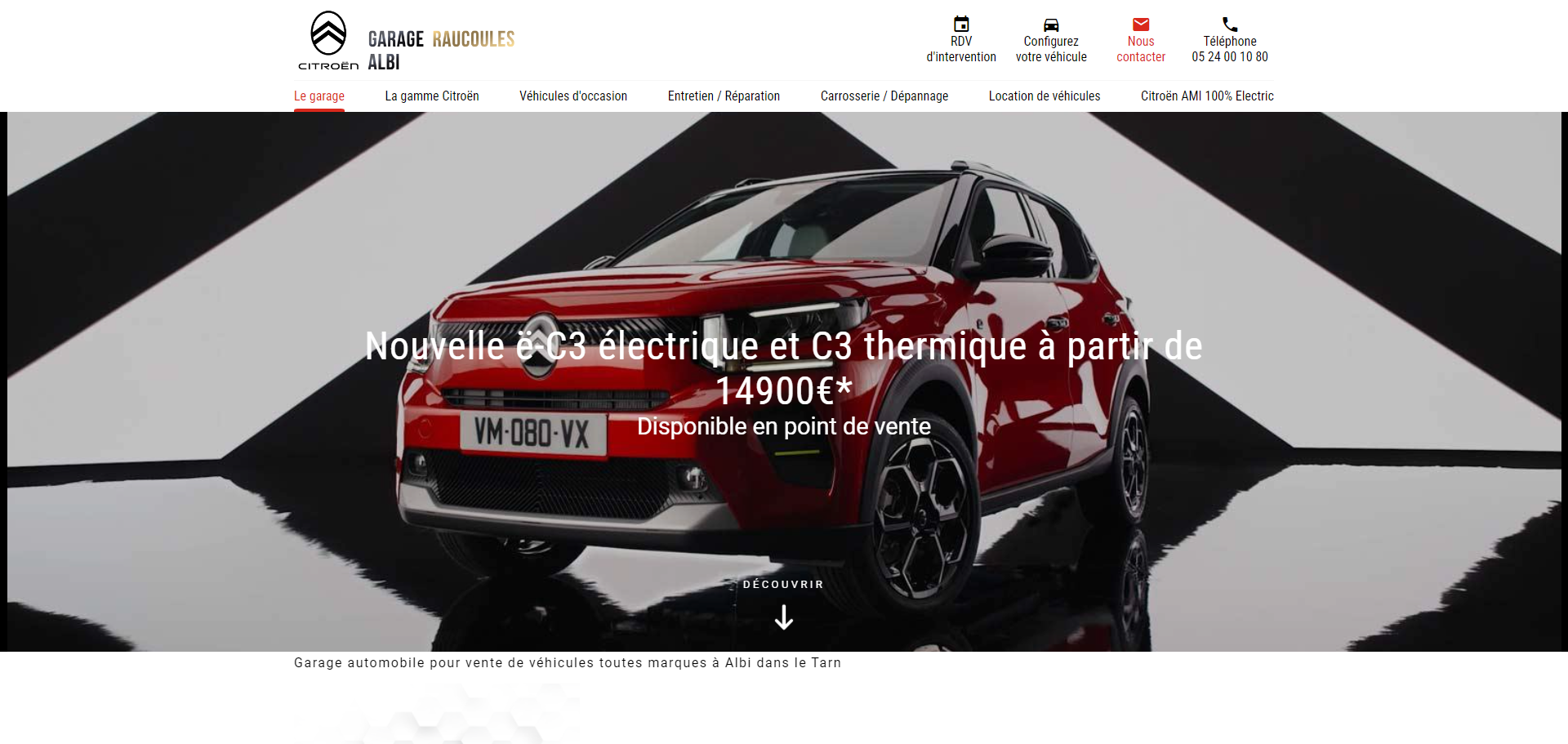Garage automobile pour acheter une voiture d'occasion pas chère récente révisée et garantie à Albi
