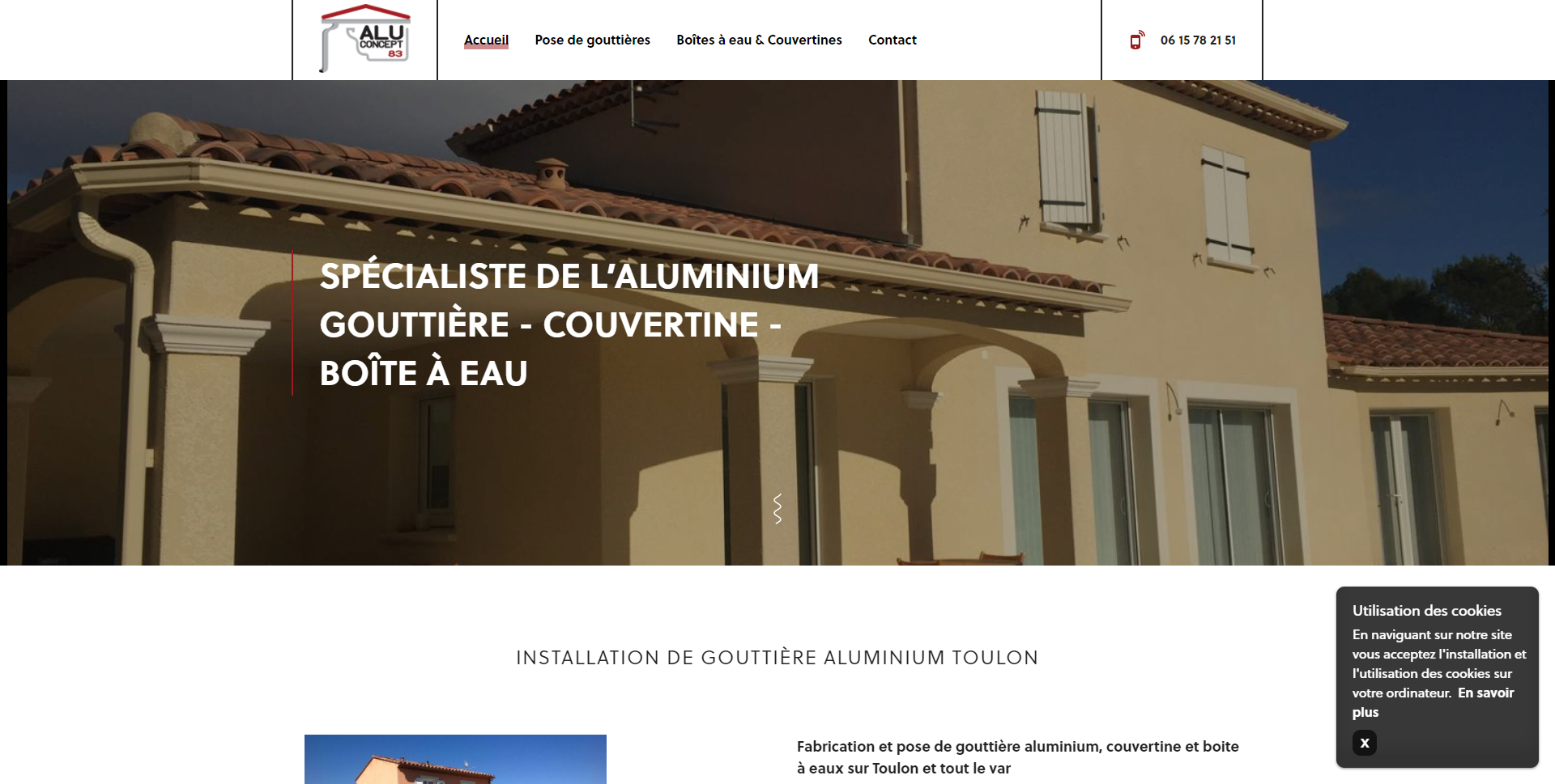 pose gouttière alu toulon 