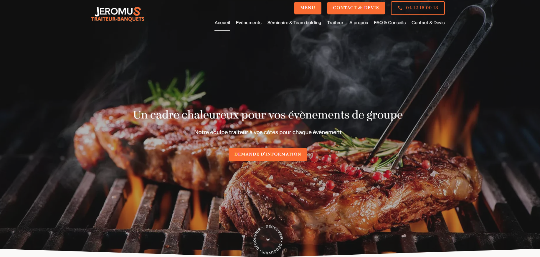 Création de site internet pour un service traiteur et repas de groupe à Loriol-du-Comtat — Le Jeromus