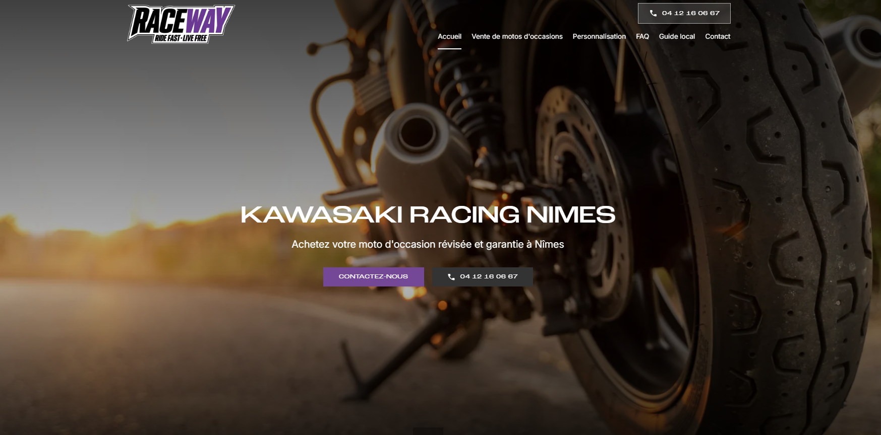 Création de site internet pour la personnalisation de motos à Nîmes - KAWASAKI RACING NIMES