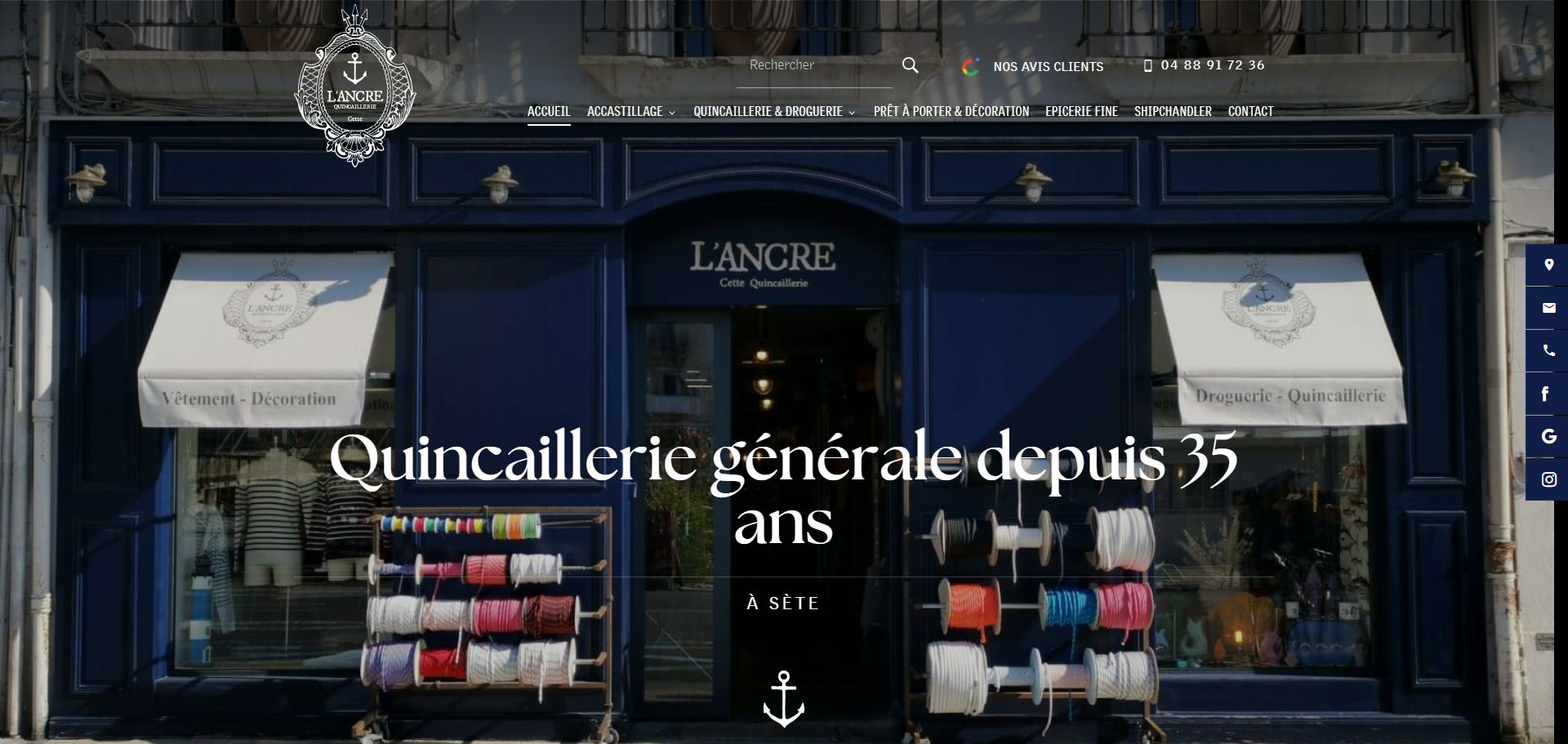 Vente d'équipements d’accastillage et de produits d'entretien pour bateaux à Sète - L'ancre Quincaillerie