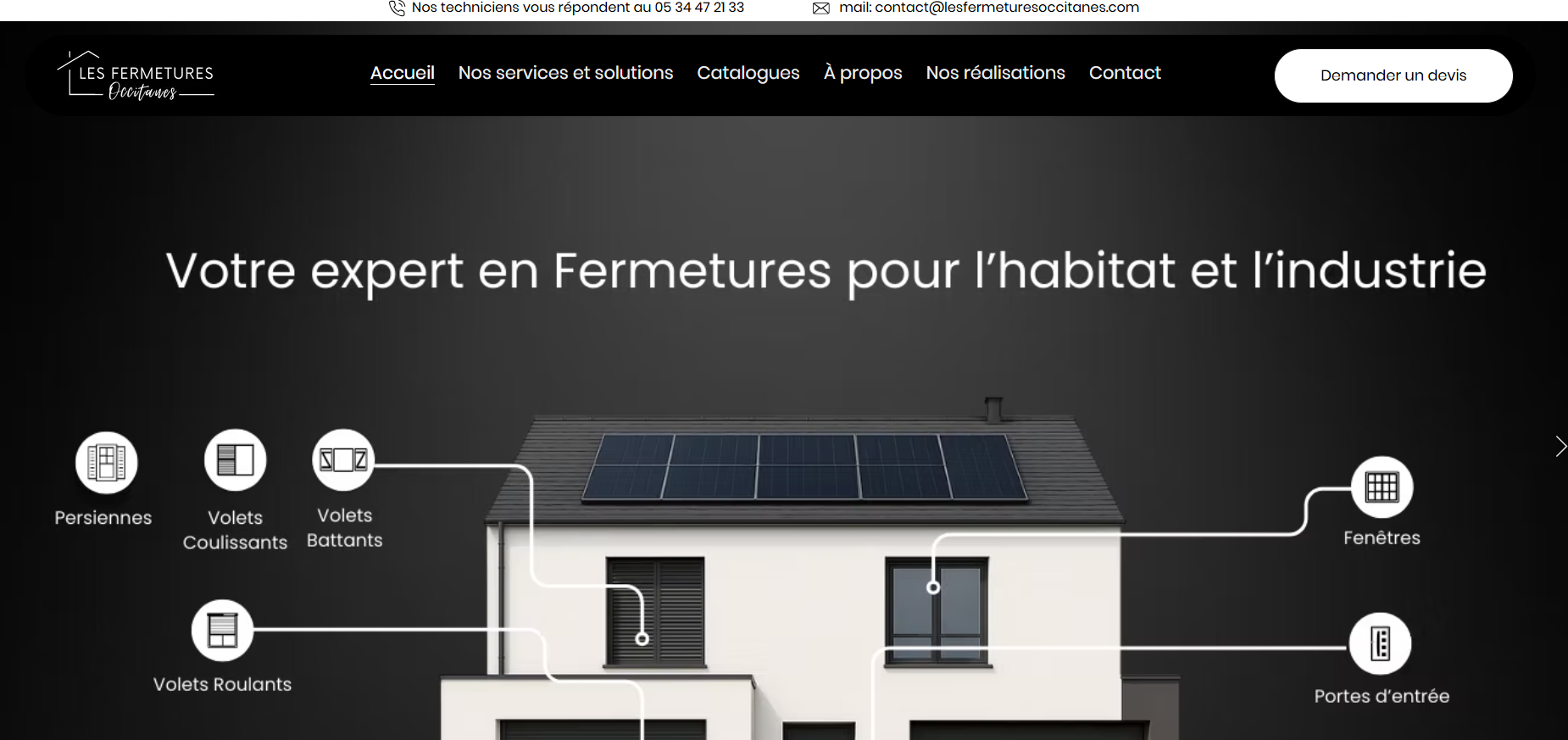 Création de site internet pour une entreprise de dépannage et sécurité à Vernet – secteur Toulouse - Les Fermetures Occitanes