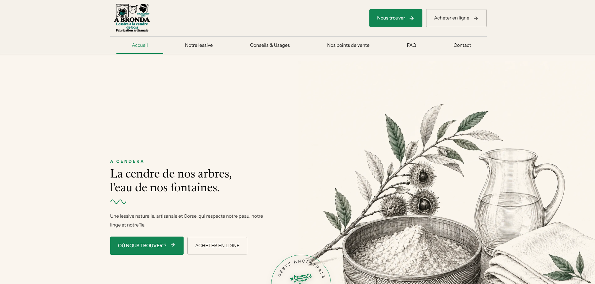 lessive naturelle en cendre de bois en corse