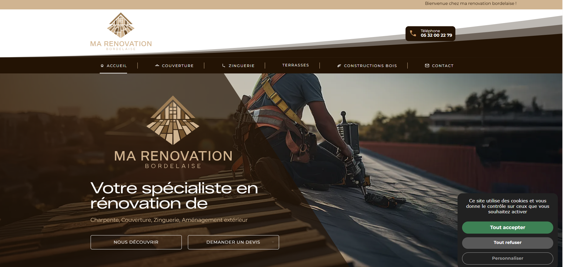 Création de site internet pour un menuisier spécialisé en aménagements extérieurs bois à Bordeaux - Ma rénovation bordelaise