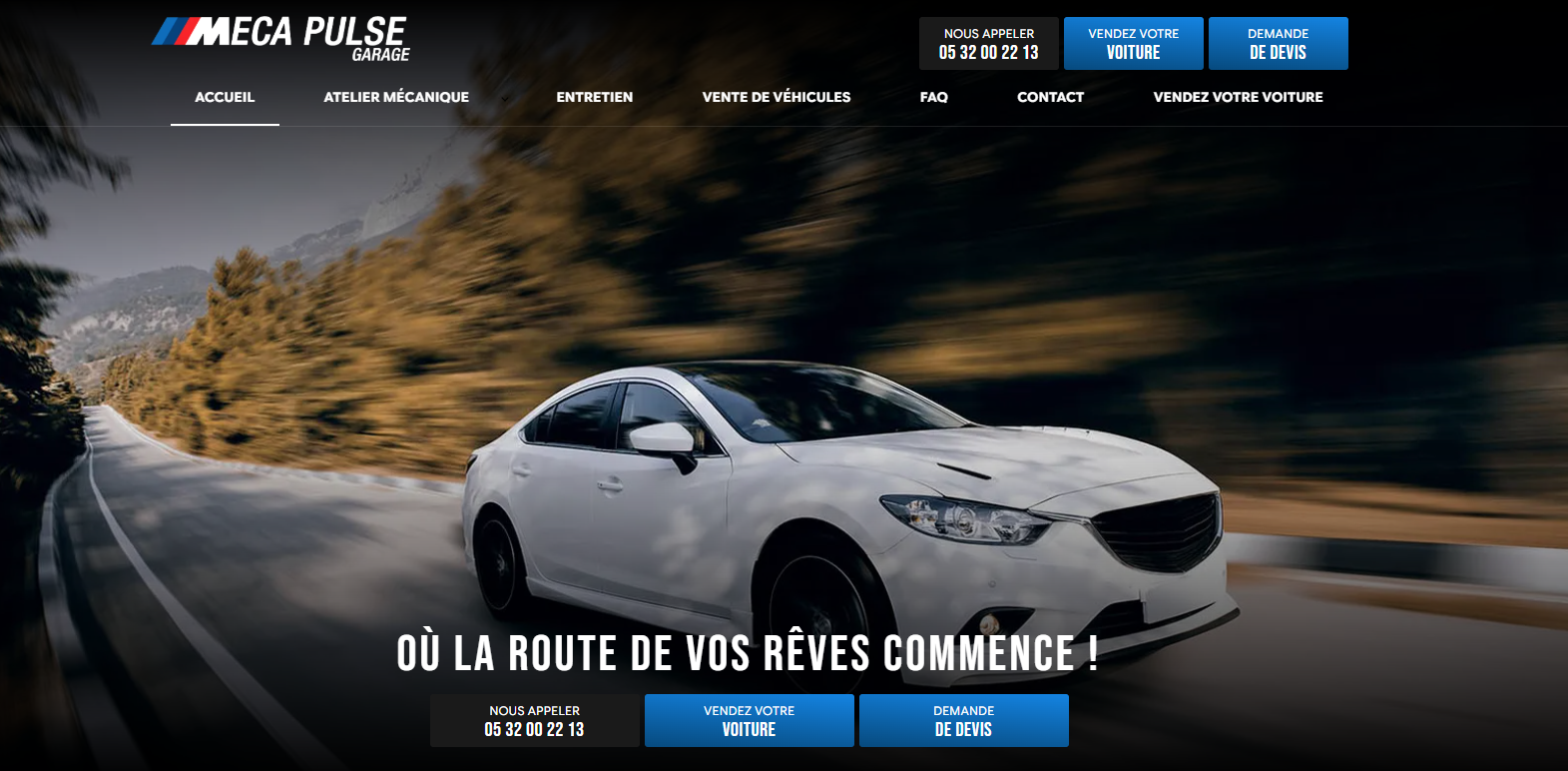 Création de site internet pour un garage d’entretien voiture à Launaguet – MECA PULSE GARAGE