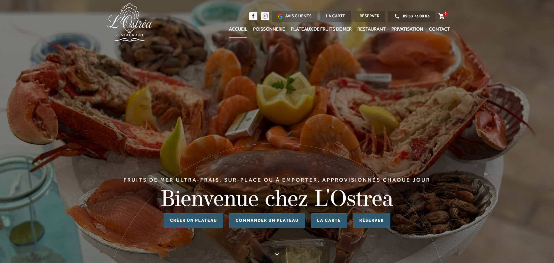 Restaurant de fruits de mer et bar à huîtres à Biot - L'Ostrea