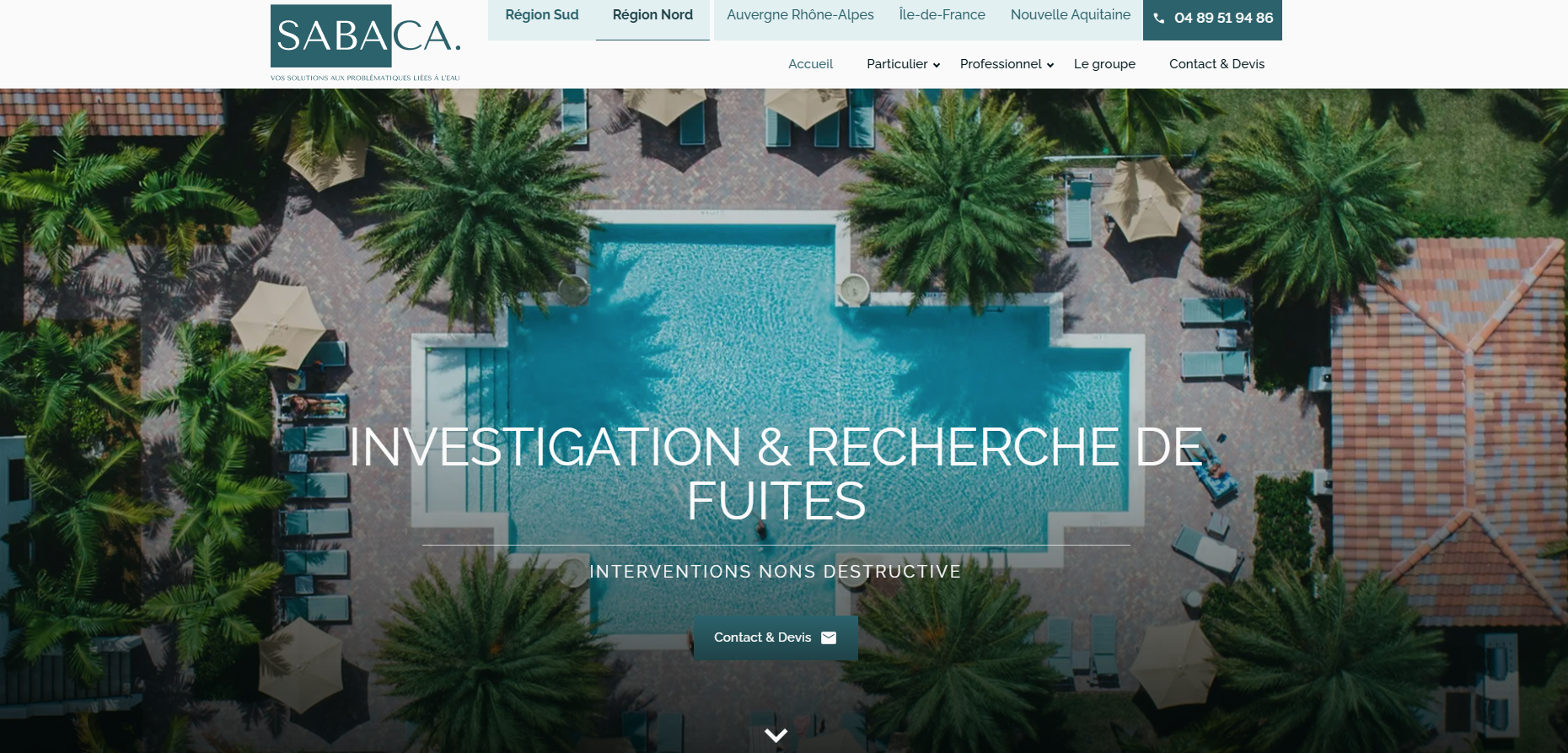 Création de site internet pour une entreprise spécialisée en recherche de fuite d’eau pour particuliers et professionnels dans le Nord - Sabaca