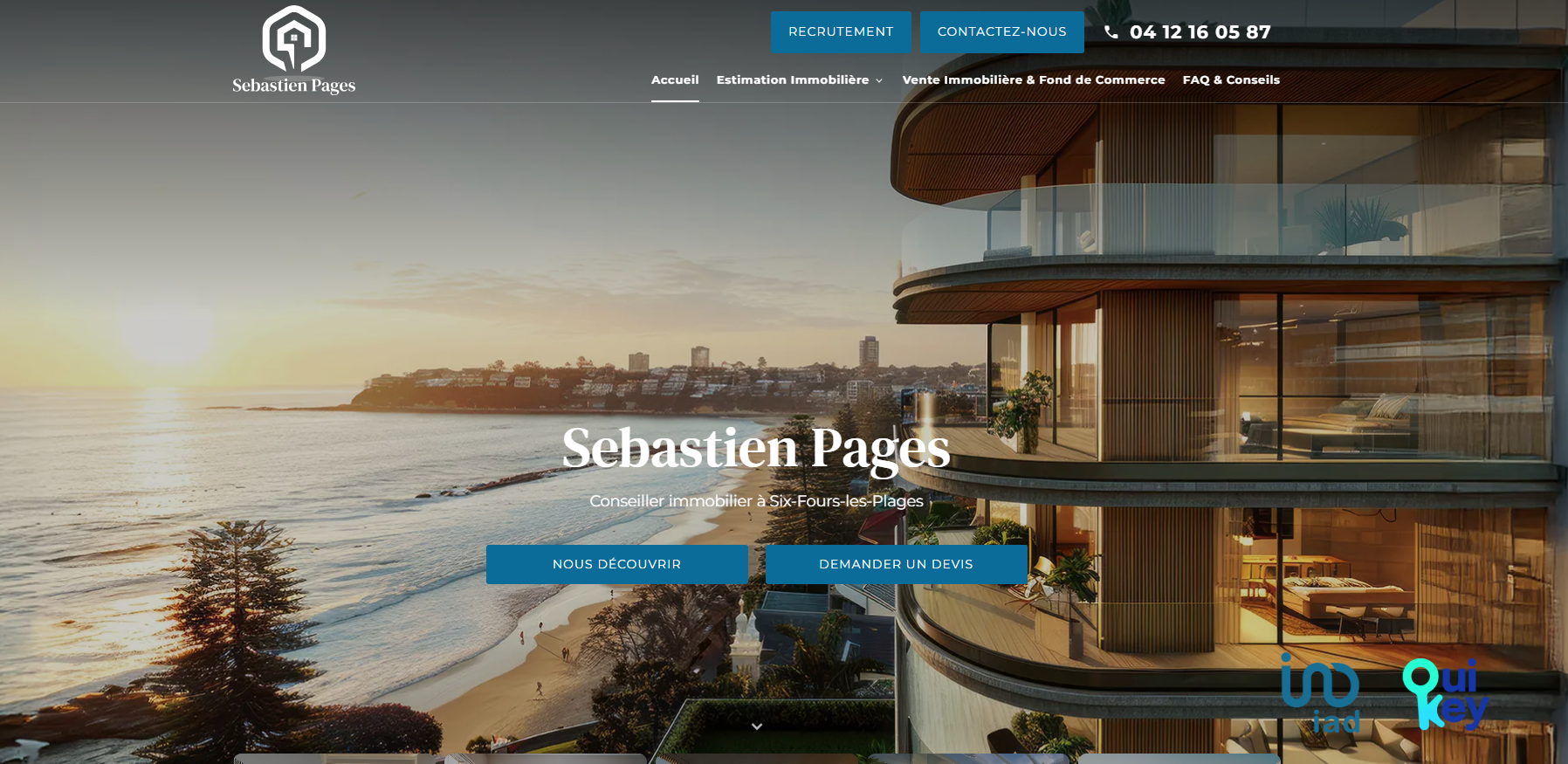 Création de site internet pour un agent immobilier indépendant en vente immobilière à Six-Fours-les-Plages - Sébastien Pagès Immobilier