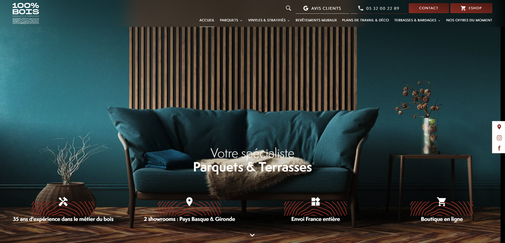 Créez un mur en tasseau bois décoratif à St Jean-de-Luz avec le showroom 100% Bois 