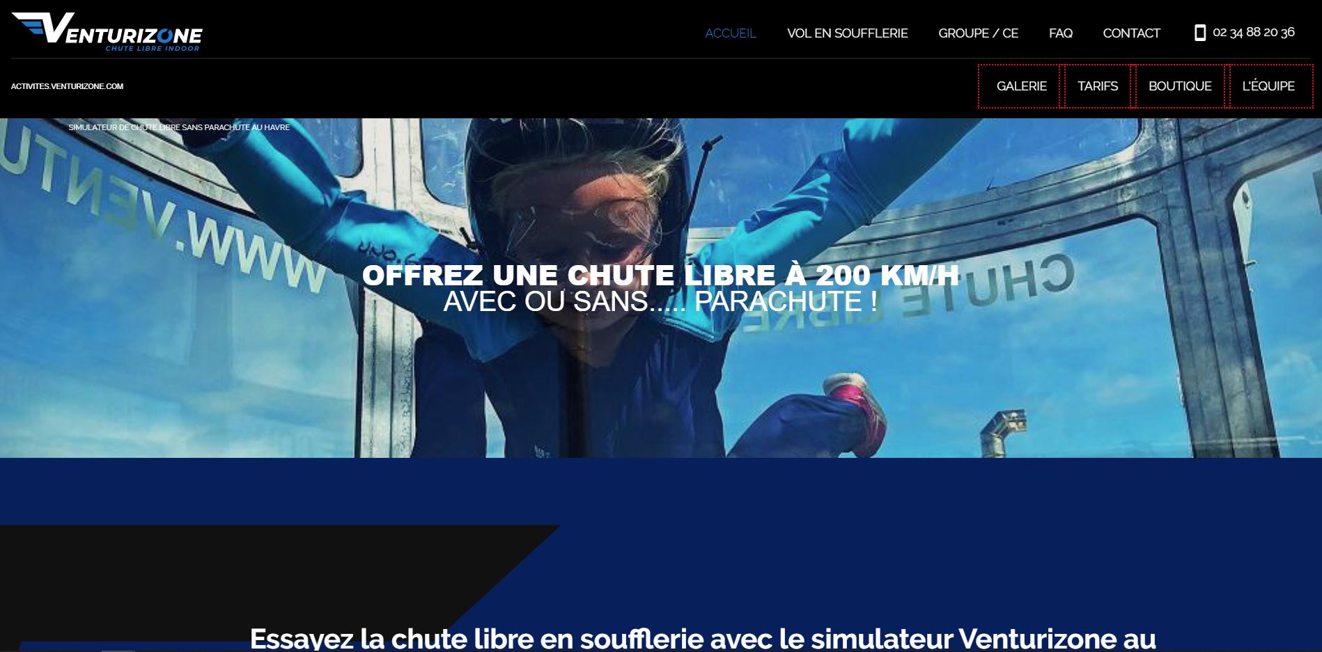 Soufflerie pour simulation chute libre au Havre - Venturizone