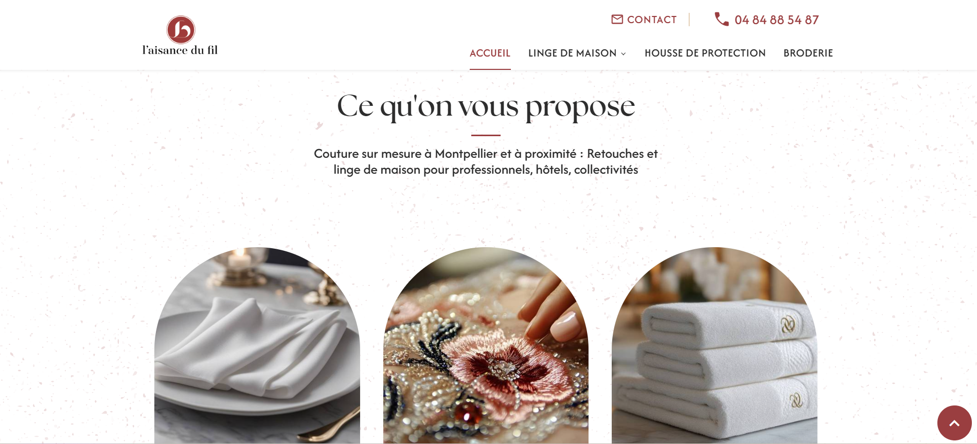 Vente et confection sur mesure de linge de maison de qualité pour particuliers et professionnels à Montpellier - L’Aisance du Fil 