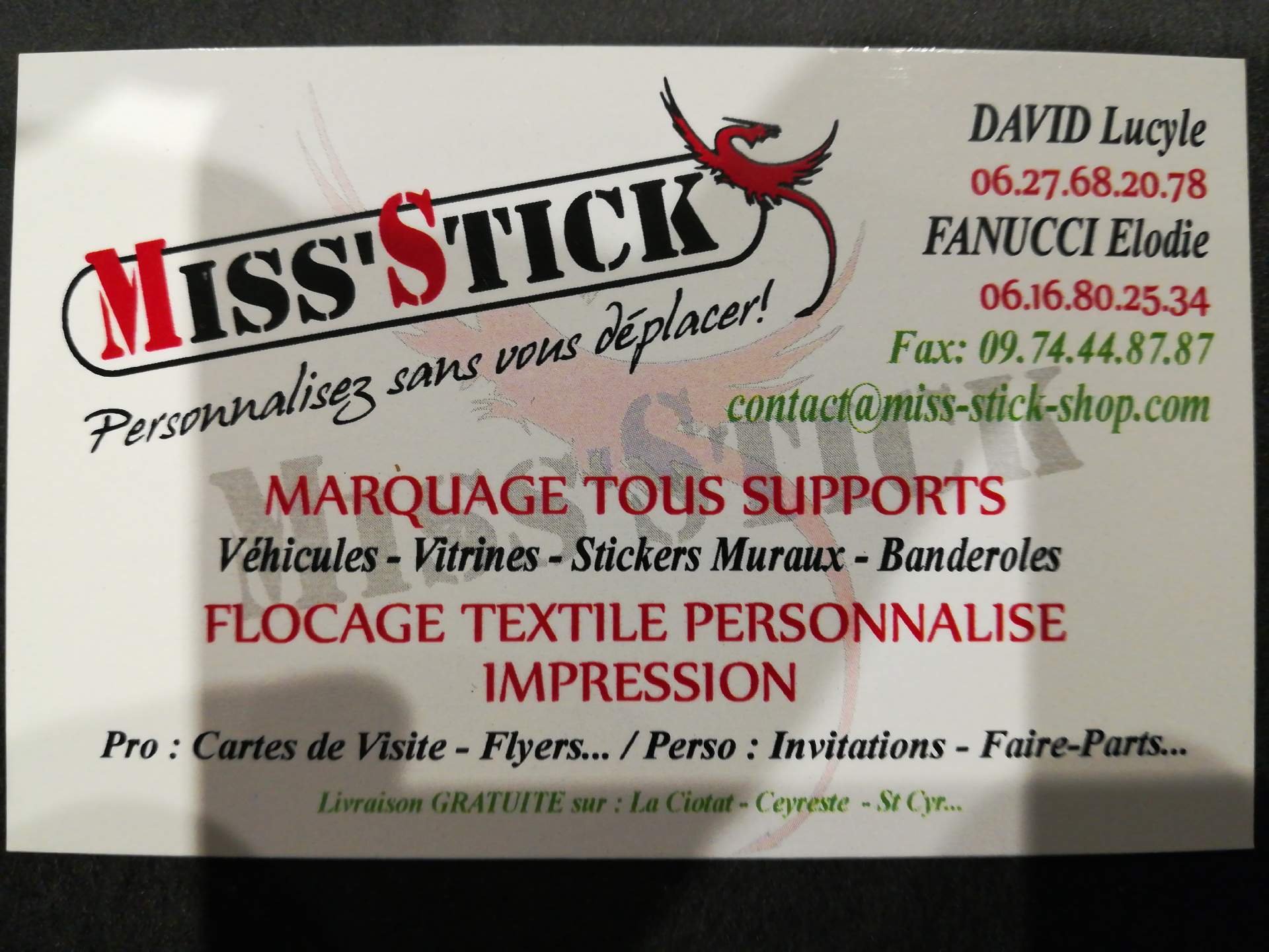 Marquage Commercial la Ciotat Miss'Stick