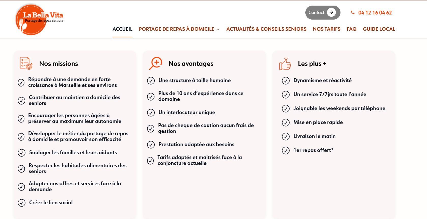 Portage de repas à domicile sans engagement à Marseille - La Bella Vita