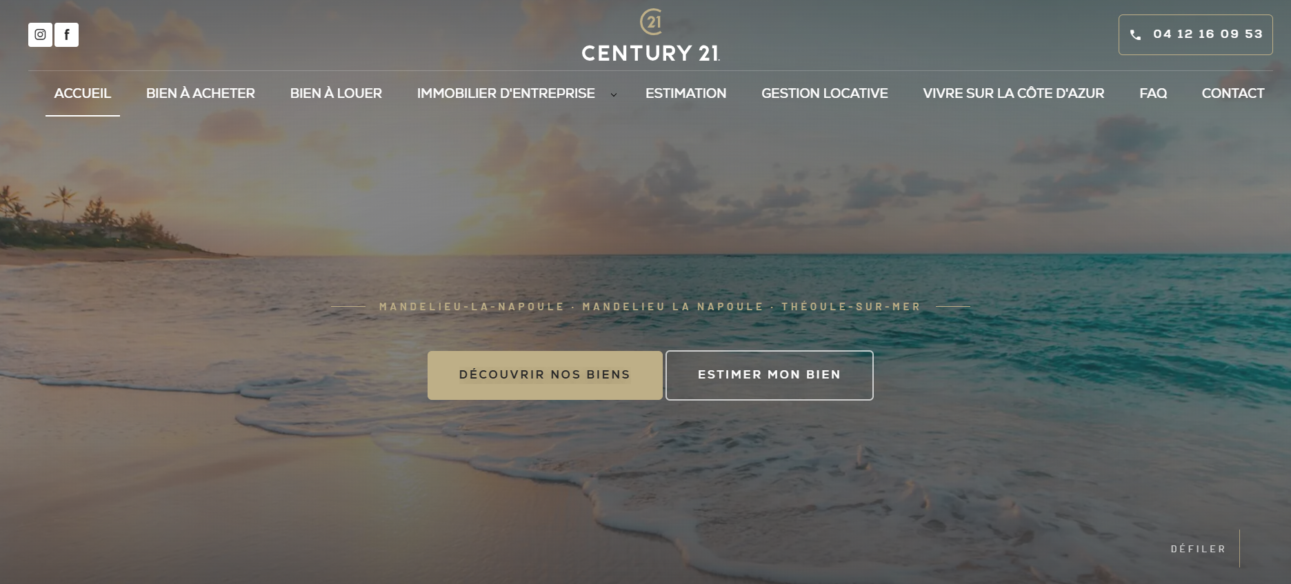 Création de site internet pour une agence immobilière spécialiste de la Côte d'Azur à Mandelieu-la-Napoule – CENTURY 21 Azurim